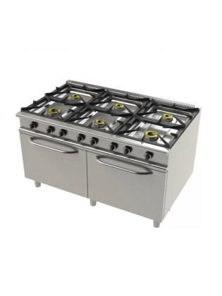 Fogão de 6 Queimadores e 2 Fornos GN 2/1 - Gás - 900