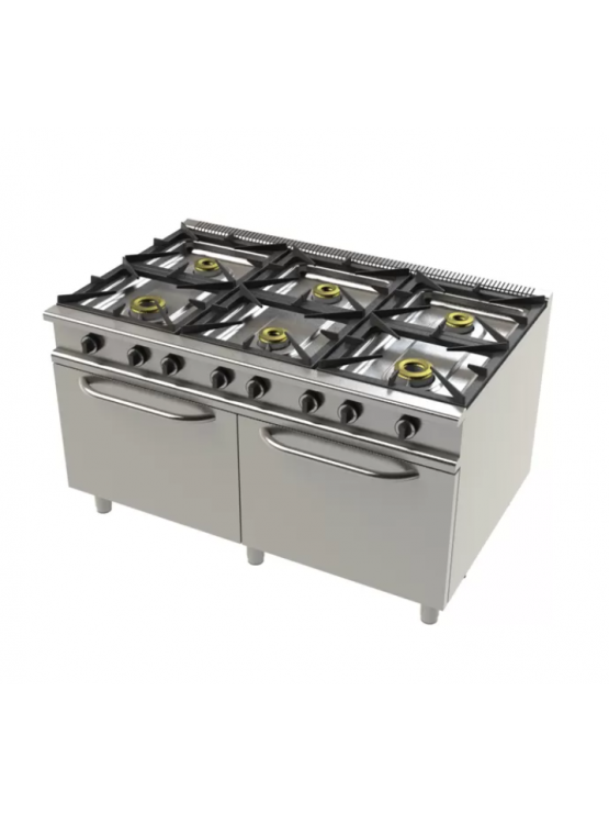 Fogão de 6 Queimadores e 2 Fornos GN 2/1 - Gás - 900